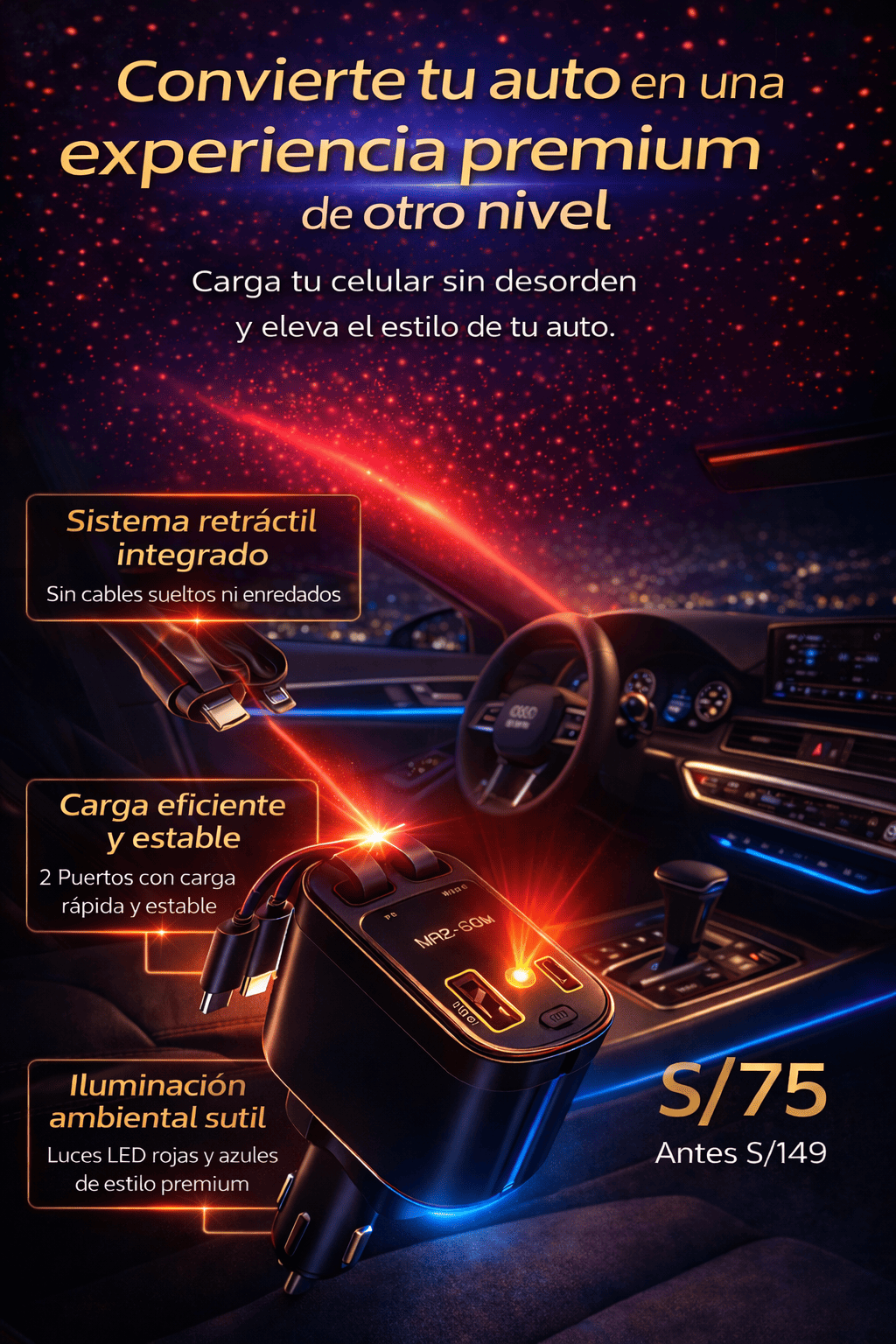 Cargador 4 en 1 / GALAXY CAR