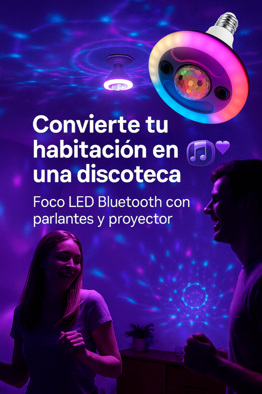 FOCO LED BLUETOOTH CON PARLANTE Y PROYECTOR