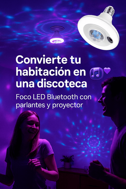 FOCO LED BLUETOOTH CON PARLANTE Y PROYECTOR