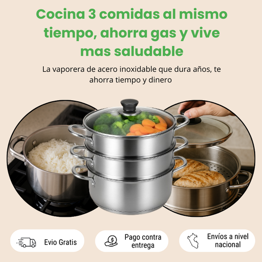 OLLA VAPORERA 3 NIVELES